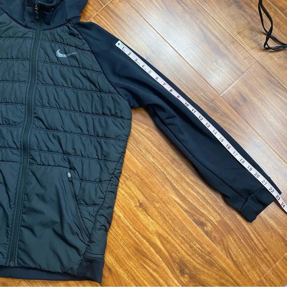 Nike Men's Black Hooded Partial Quilted Puffer Jacket Size Large Outdoor Active - Picture 16 of 16